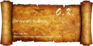 Orovan Kabos névjegykártya